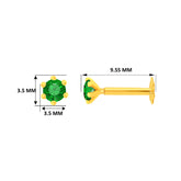 22K Yellow Gold Assorted Small Green Nose Pin with Screwback with gold weight of 0.21g